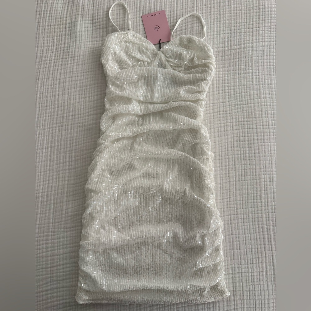 Hello Molly White Sequin Mini Dress